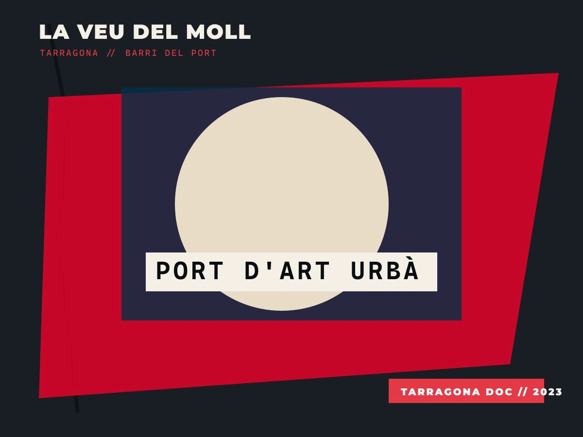 Retrato en esténcil de gran formato en el Barri del Port de Tarragona sobre pared de hormigón salinizado